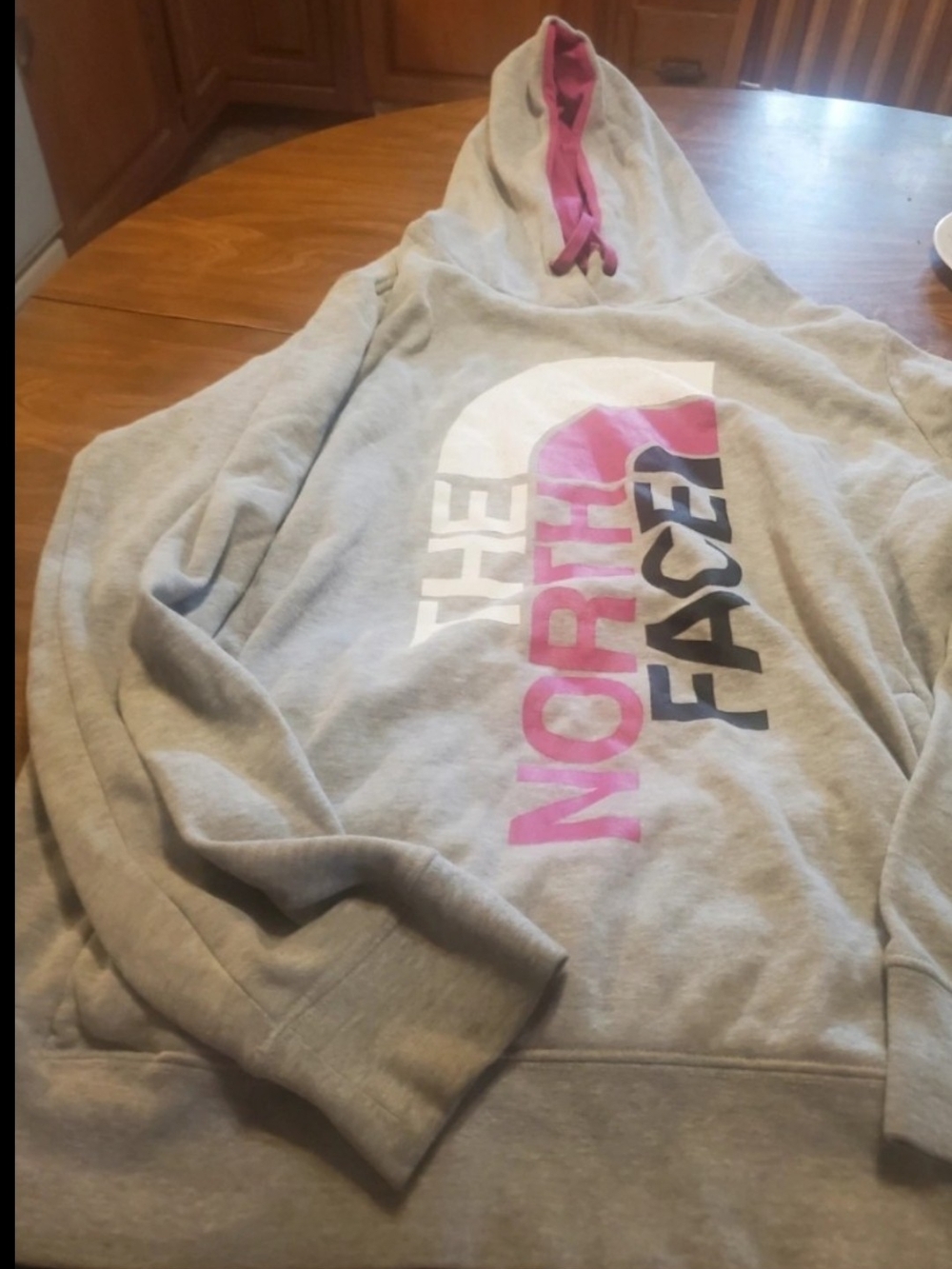 The North Face Trivert Pullover Hoodie Gray Pink Logo